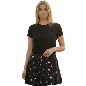 M JESSY B outer space galaxy galactic planets stars skater mini skirt sheer line